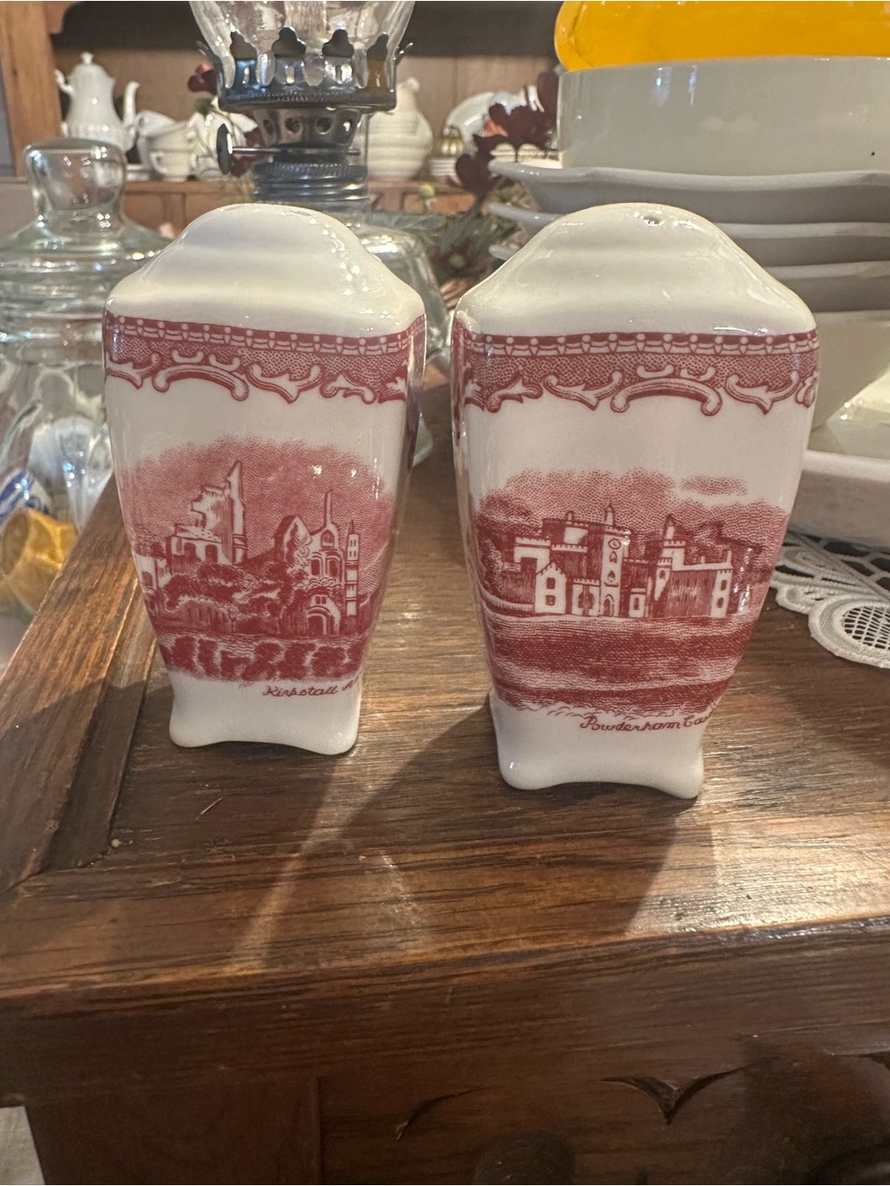 Vintage Johnson Brothers Old Britain Castles (pink) salt and pepper shaker set